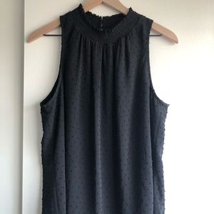 Sleeveless swiss dot high neck top